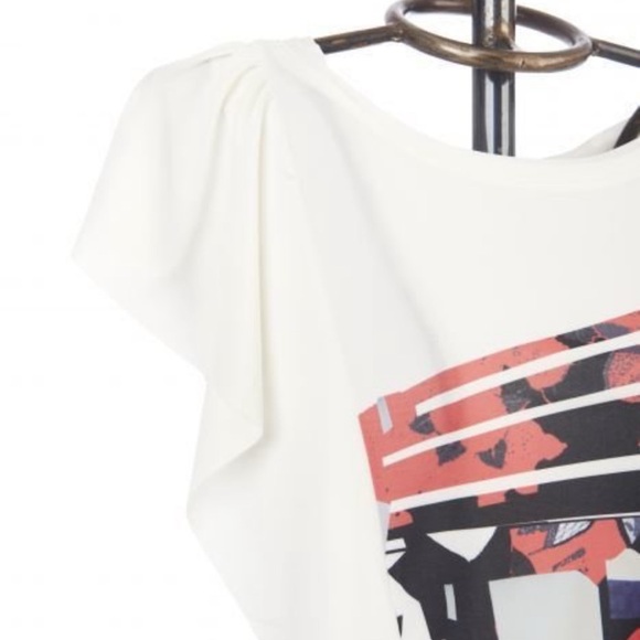 Save The Queen: Asymmetrical Ruffled Cap Sleeve Tunic-M - Picture 3 of 6